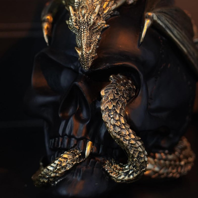 ThriBartLive Halloween Human Head, Gold-Dragon Skull - Realistic and Spooky Props Dinosaur Skull Decorations for Halloween Parties, Haunted Houses, and Scary Decorations - Image 4